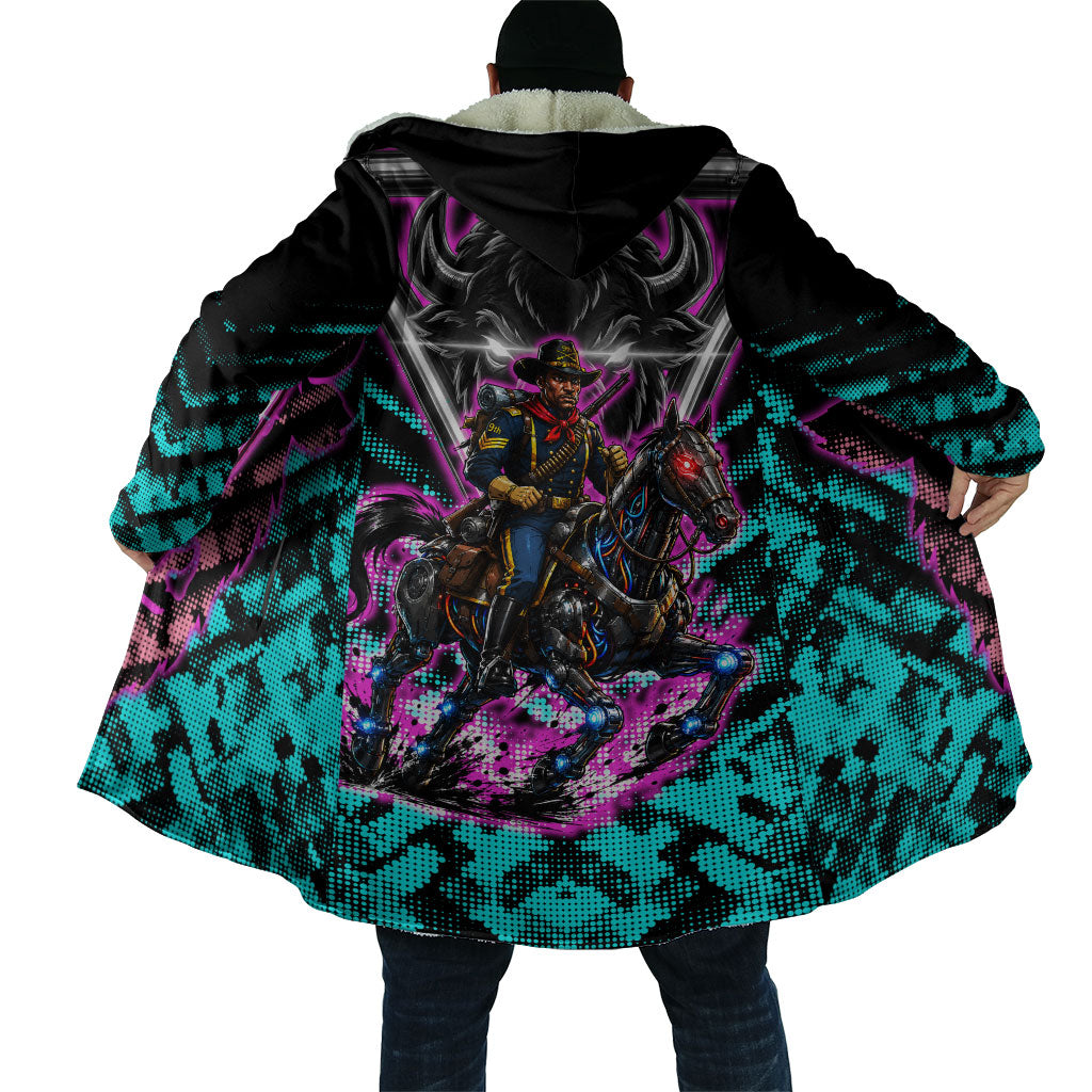 Buffalo Soldiers 9th Cavalry Regiment Cloak Cyberpunk Synthwave Neon Futuristic Graphic Art