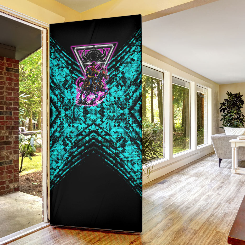 Buffalo Soldiers 9th Cavalry Regiment Door Cover Cyberpunk Synthwave Neon Futuristic Graphic Art