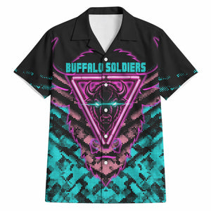 Buffalo Soldiers 9th Cavalry Regiment Hawaiian Shirt Cyberpunk Synthwave Neon Futuristic Graphic Art