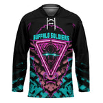 Buffalo Soldiers 9th Cavalry Regiment Hockey Jersey Cyberpunk Synthwave Neon Futuristic Graphic Art