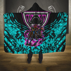 Buffalo Soldiers 9th Cavalry Regiment Hooded Blanket Cyberpunk Synthwave Neon Futuristic Graphic Art