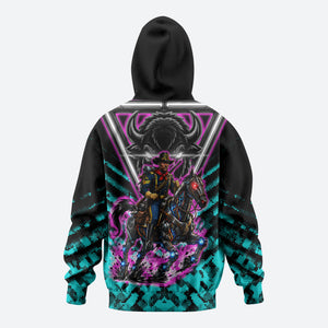 Buffalo Soldiers 9th Cavalry Regiment Hoodie Cyberpunk Synthwave Neon Futuristic Graphic Art