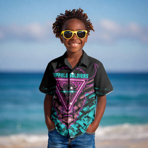 Buffalo Soldiers 9th Cavalry Regiment Kid Hawaiian Shirt Cyberpunk Synthwave Neon Futuristic Graphic Art
