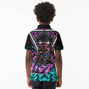 Buffalo Soldiers 9th Cavalry Regiment Kid Polo Shirt Cyberpunk Synthwave Neon Futuristic Graphic Art