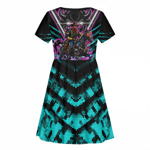 Buffalo Soldiers 9th Cavalry Regiment Kid Short Sleeve Dress Cyberpunk Synthwave Neon Futuristic Graphic Art