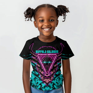 Buffalo Soldiers 9th Cavalry Regiment Kid T shirt Cyberpunk Synthwave Neon Futuristic Graphic Art