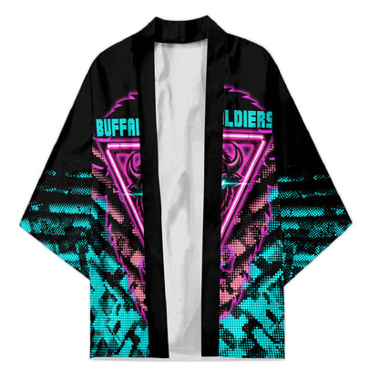 Buffalo Soldiers 9th Cavalry Regiment Kimono Cyberpunk Synthwave Neon Futuristic Graphic Art