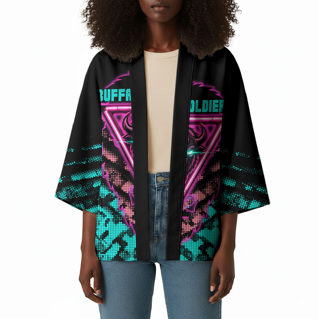 Buffalo Soldiers 9th Cavalry Regiment Kimono Cyberpunk Synthwave Neon Futuristic Graphic Art