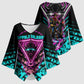Buffalo Soldiers 9th Cavalry Regiment Kimono Sleeve Blouse Cyberpunk Synthwave Neon Futuristic Graphic Art