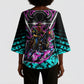 Buffalo Soldiers 9th Cavalry Regiment Kimono Sleeve Blouse Cyberpunk Synthwave Neon Futuristic Graphic Art