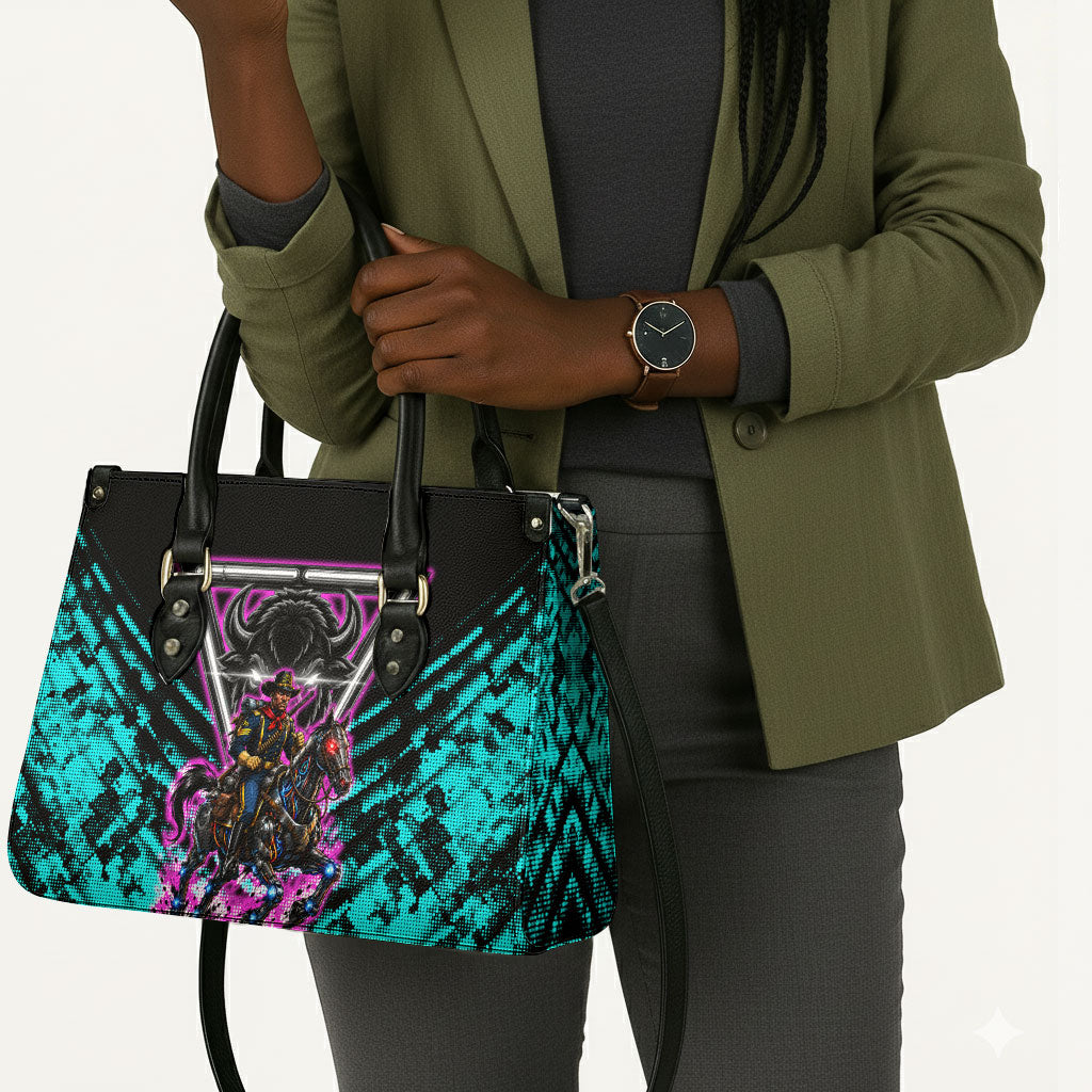Buffalo Soldiers 9th Cavalry Regiment Leather Bag Cyberpunk Synthwave Neon Futuristic Graphic Art