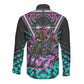 Buffalo Soldiers 9th Cavalry Regiment Long Sleeve Button Shirt Cyberpunk Synthwave Neon Futuristic Graphic Art