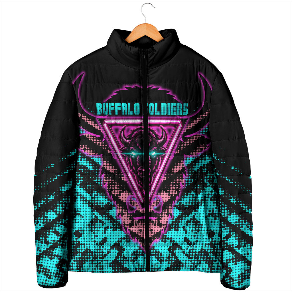 Buffalo Soldiers 9th Cavalry Regiment Padded Jacket Cyberpunk Synthwave Neon Futuristic Graphic Art