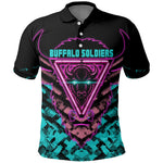 Buffalo Soldiers 9th Cavalry Regiment Polo Shirt Cyberpunk Synthwave Neon Futuristic Graphic Art