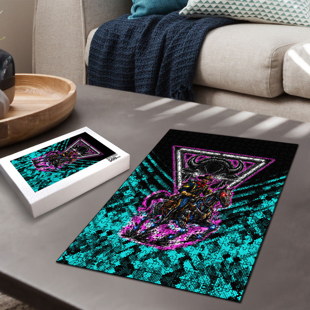 Buffalo Soldiers 9th Cavalry Regiment Puzzle Cyberpunk Synthwave Neon Futuristic Graphic Art
