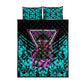 Buffalo Soldiers 9th Cavalry Regiment Quilt Bed Set Cyberpunk Synthwave Neon Futuristic Graphic Art