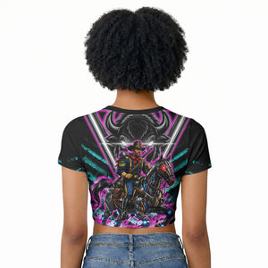 Buffalo Soldiers 9th Cavalry Regiment Raglan Cropped T shirt Cyberpunk Synthwave Neon Futuristic Graphic Art