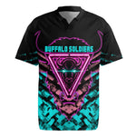 Buffalo Soldiers 9th Cavalry Regiment Rugby Jersey Cyberpunk Synthwave Neon Futuristic Graphic Art
