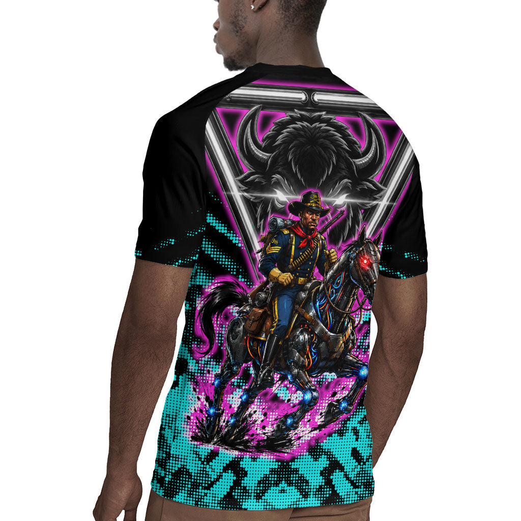 Buffalo Soldiers 9th Cavalry Regiment Rugby Jersey Cyberpunk Synthwave Neon Futuristic Graphic Art