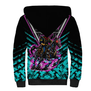 Buffalo Soldiers 9th Cavalry Regiment Sherpa Hoodie Cyberpunk Synthwave Neon Futuristic Graphic Art