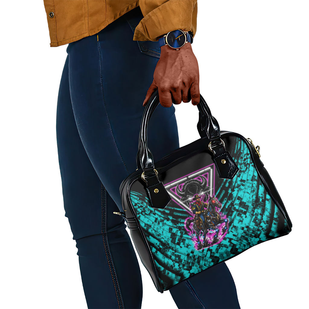 Buffalo Soldiers 9th Cavalry Regiment Shoulder Handbag Cyberpunk Synthwave Neon Futuristic Graphic Art