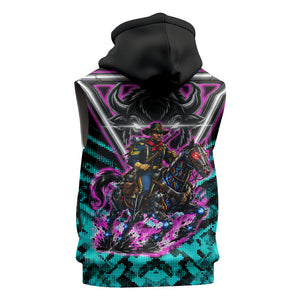 Buffalo Soldiers 9th Cavalry Regiment Sleeveless Hoodie Cyberpunk Synthwave Neon Futuristic Graphic Art