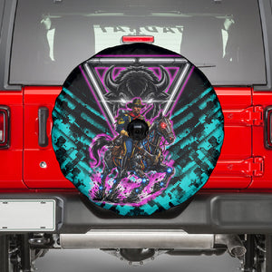 Buffalo Soldiers 9th Cavalry Regiment Spare Tire Cover Cyberpunk Synthwave Neon Futuristic Graphic Art
