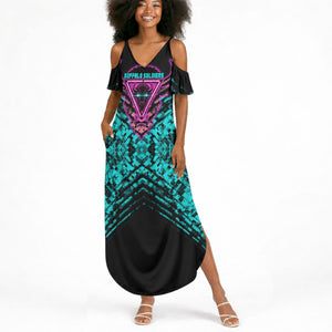 Buffalo Soldiers 9th Cavalry Regiment Summer Maxi Dress Cyberpunk Synthwave Neon Futuristic Graphic Art
