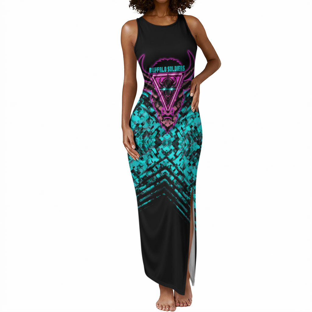 Buffalo Soldiers 9th Cavalry Regiment Tank Maxi Dress Cyberpunk Synthwave Neon Futuristic Graphic Art