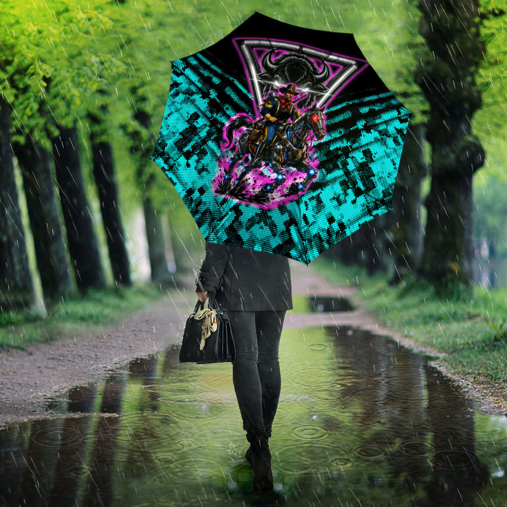 Buffalo Soldiers 9th Cavalry Regiment Umbrella Cyberpunk Synthwave Neon Futuristic Graphic Art