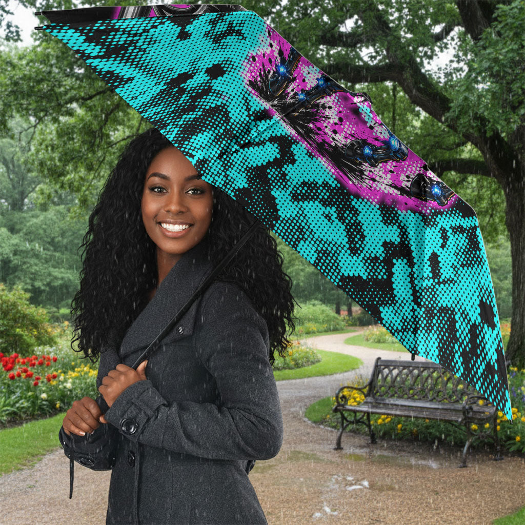 Buffalo Soldiers 9th Cavalry Regiment Umbrella Cyberpunk Synthwave Neon Futuristic Graphic Art