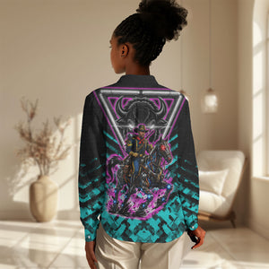 Buffalo Soldiers 9th Cavalry Regiment Women Casual Shirt Cyberpunk Synthwave Neon Futuristic Graphic Art