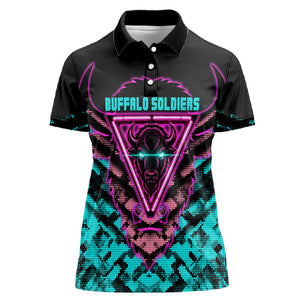 Buffalo Soldiers 9th Cavalry Regiment Women Polo Shirt Cyberpunk Synthwave Neon Futuristic Graphic Art