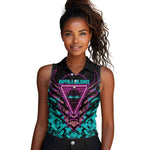 Buffalo Soldiers 9th Cavalry Regiment Women Sleeveless Polo Shirt Cyberpunk Synthwave Neon Futuristic Graphic Art
