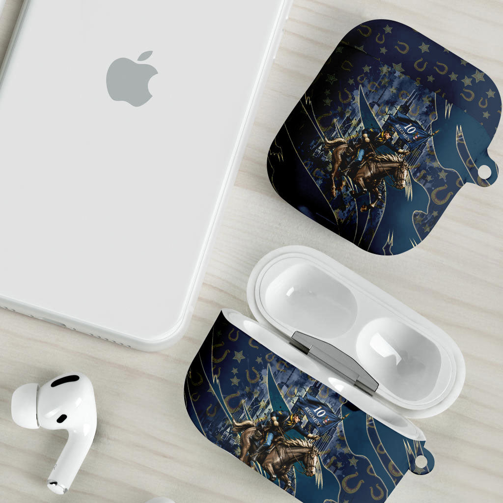 Buffalo Soldiers 10th Cavalry Regiment Ride Or Die AirPods Case Patriotic Military Heritage Distressed City Skyline Graphic Art