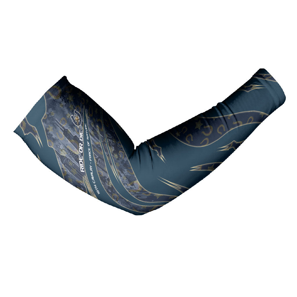 Buffalo Soldiers 10th Cavalry Regiment Ride Or Die Arm Sleeves Patriotic Military Heritage Distressed City Skyline Graphic Art