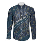 Buffalo Soldiers 10th Cavalry Regiment Ride Or Die Long Sleeve Button Shirt Patriotic Military Heritage Distressed City Skyline Graphic Art