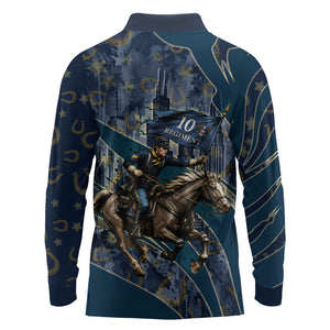Buffalo Soldiers 10th Cavalry Regiment Ride Or Die Long Sleeve Polo Shirt Patriotic Military Heritage Distressed City Skyline Graphic Art