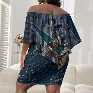 Buffalo Soldiers 10th Cavalry Regiment Ride Or Die Off Shoulder Short Dress Patriotic Military Heritage Distressed City Skyline Graphic Art