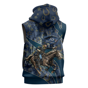 Buffalo Soldiers 10th Cavalry Regiment Ride Or Die Sleeveless Hoodie Patriotic Military Heritage Distressed City Skyline Graphic Art