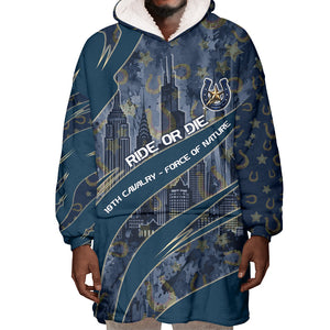 Buffalo Soldiers 10th Cavalry Regiment Ride Or Die Wearable Blanket Hoodie Patriotic Military Heritage Distressed City Skyline Graphic Art