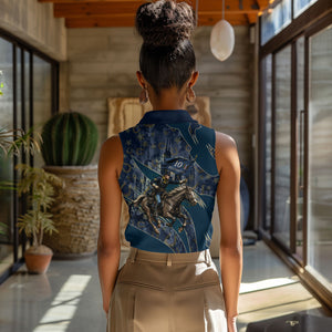 Buffalo Soldiers 10th Cavalry Regiment Ride Or Die Women Sleeveless Polo Shirt Patriotic Military Heritage Distressed City Skyline Graphic Art
