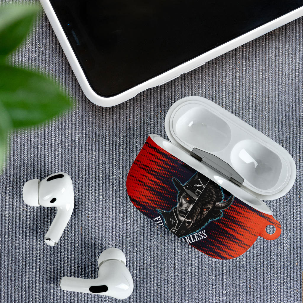 Buffalo Soldiers Fierce And Fearless Cavalry AirPods Case Half Face Soldier And Bison Halftone Graphic Art
