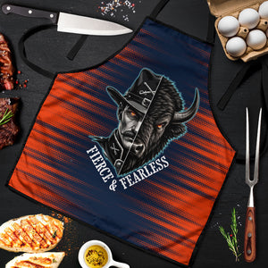 Buffalo Soldiers Fierce And Fearless Cavalry Apron Half Face Soldier And Bison Halftone Graphic Art