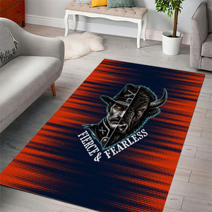 Buffalo Soldiers Fierce And Fearless Cavalry Area Rug Half Face Soldier And Bison Halftone Graphic Art