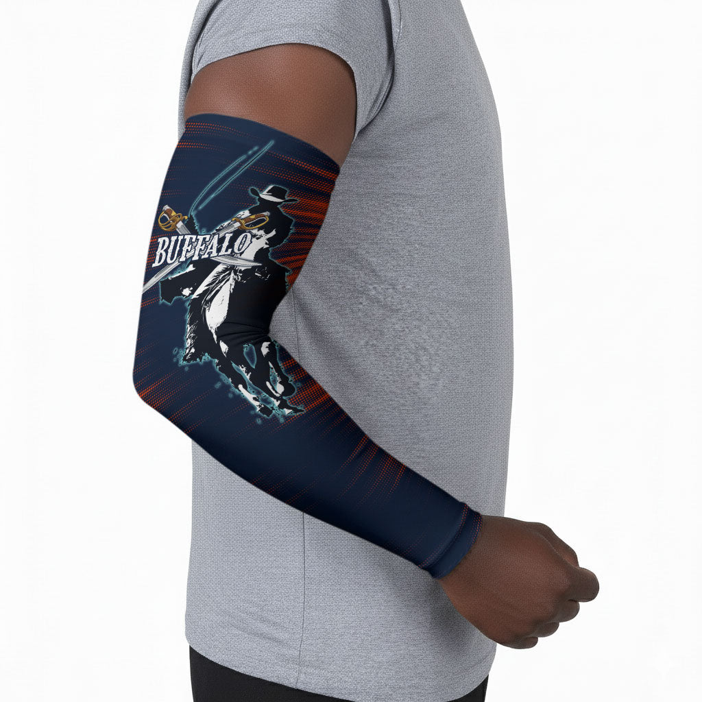 Buffalo Soldiers Fierce And Fearless Cavalry Arm Sleeves Half Face Soldier And Bison Halftone Graphic Art
