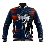Buffalo Soldiers Fierce And Fearless Cavalry Baseball Jacket Half Face Soldier And Bison Halftone Graphic Art