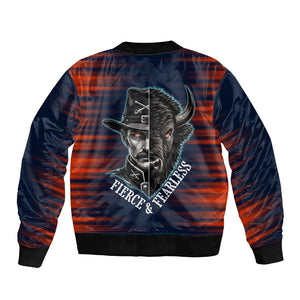 Buffalo Soldiers Fierce And Fearless Cavalry Bomber Jacket Half Face Soldier And Bison Halftone Graphic Art