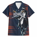 Buffalo Soldiers Fierce And Fearless Cavalry Hawaiian Shirt Half Face Soldier And Bison Halftone Graphic Art