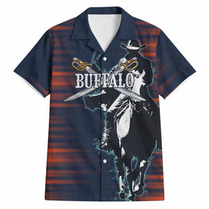 Buffalo Soldiers Fierce And Fearless Cavalry Hawaiian Shirt Half Face Soldier And Bison Halftone Graphic Art
